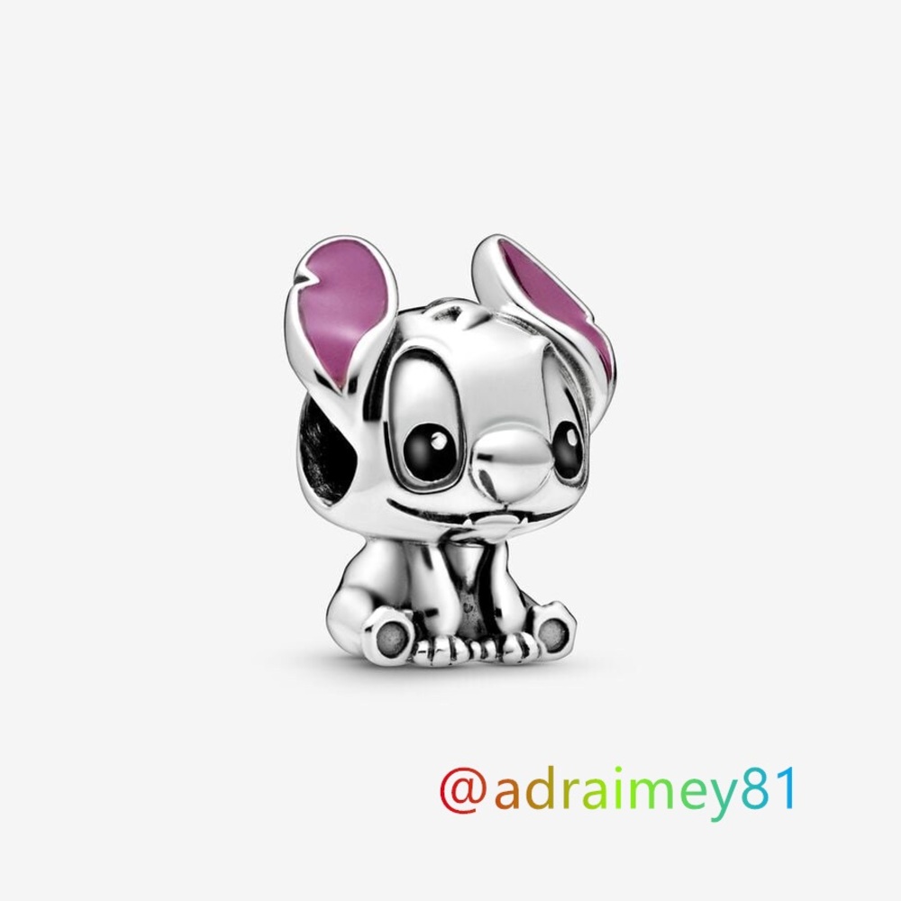 New Pandora Disney Stitch silver charm with black and purple enamel